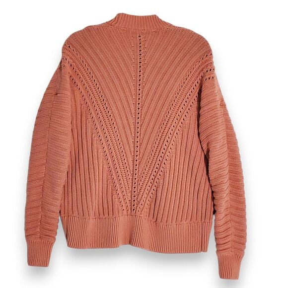 GAP Cardigan Sweater Chunky Cable Knit  Cotton Small S Dusty Rose Open Front - Picture 2 of 7